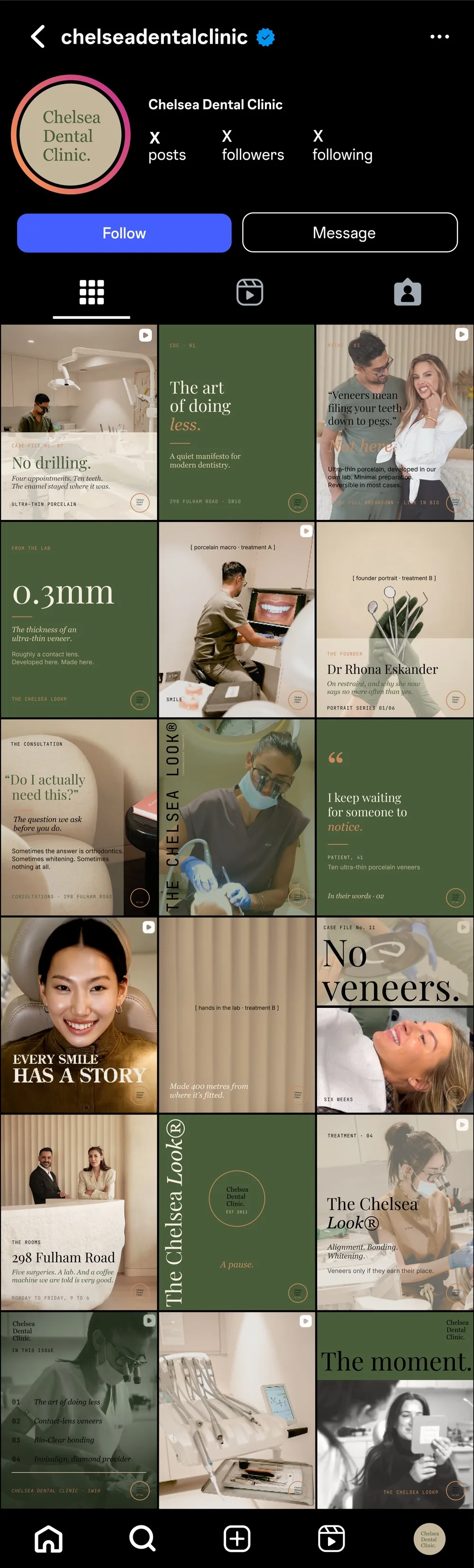 Clinica stomatologică Chelsea Instagram Grid · Alkeme Design