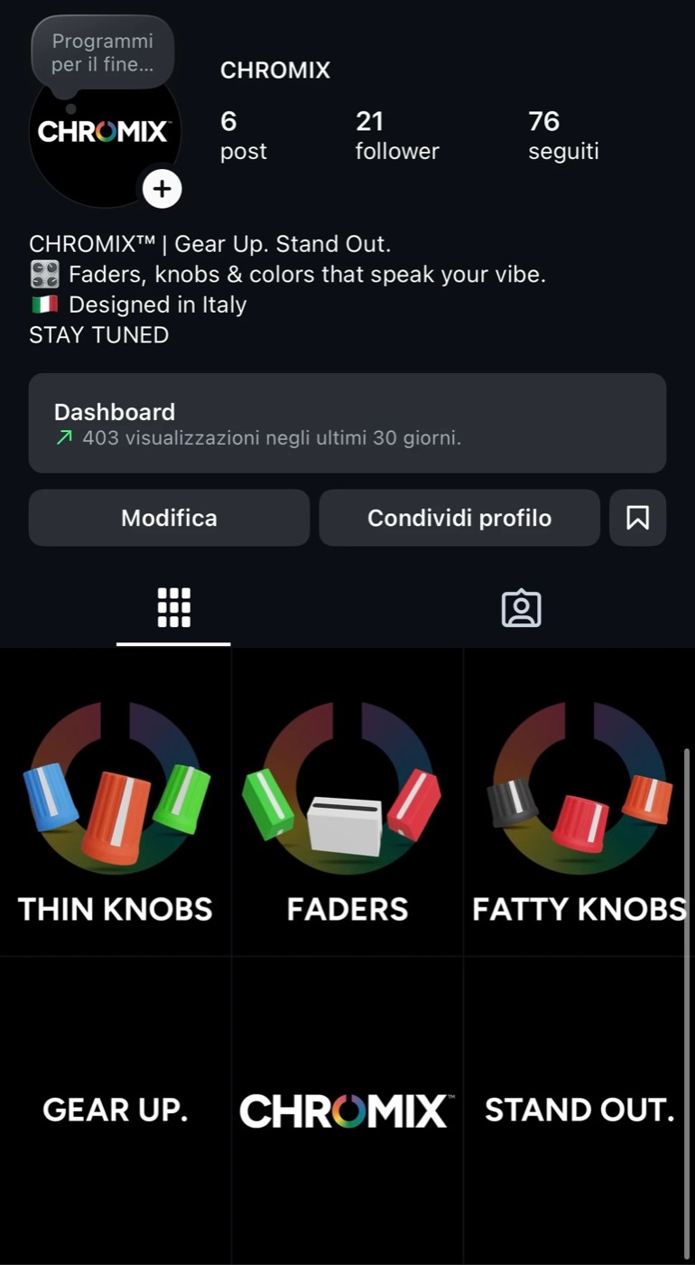 Contul de Instagram ChromixGear înainte
