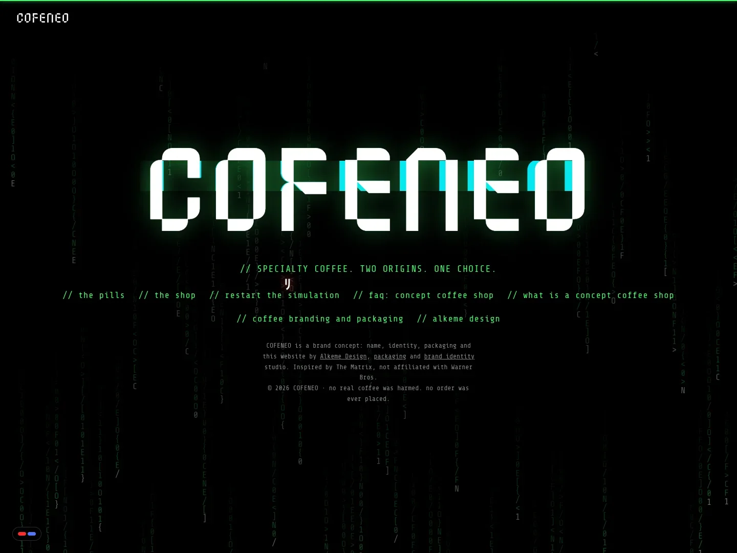 COFENEO Site-ul: o călătorie pe scroll · Alkeme Design