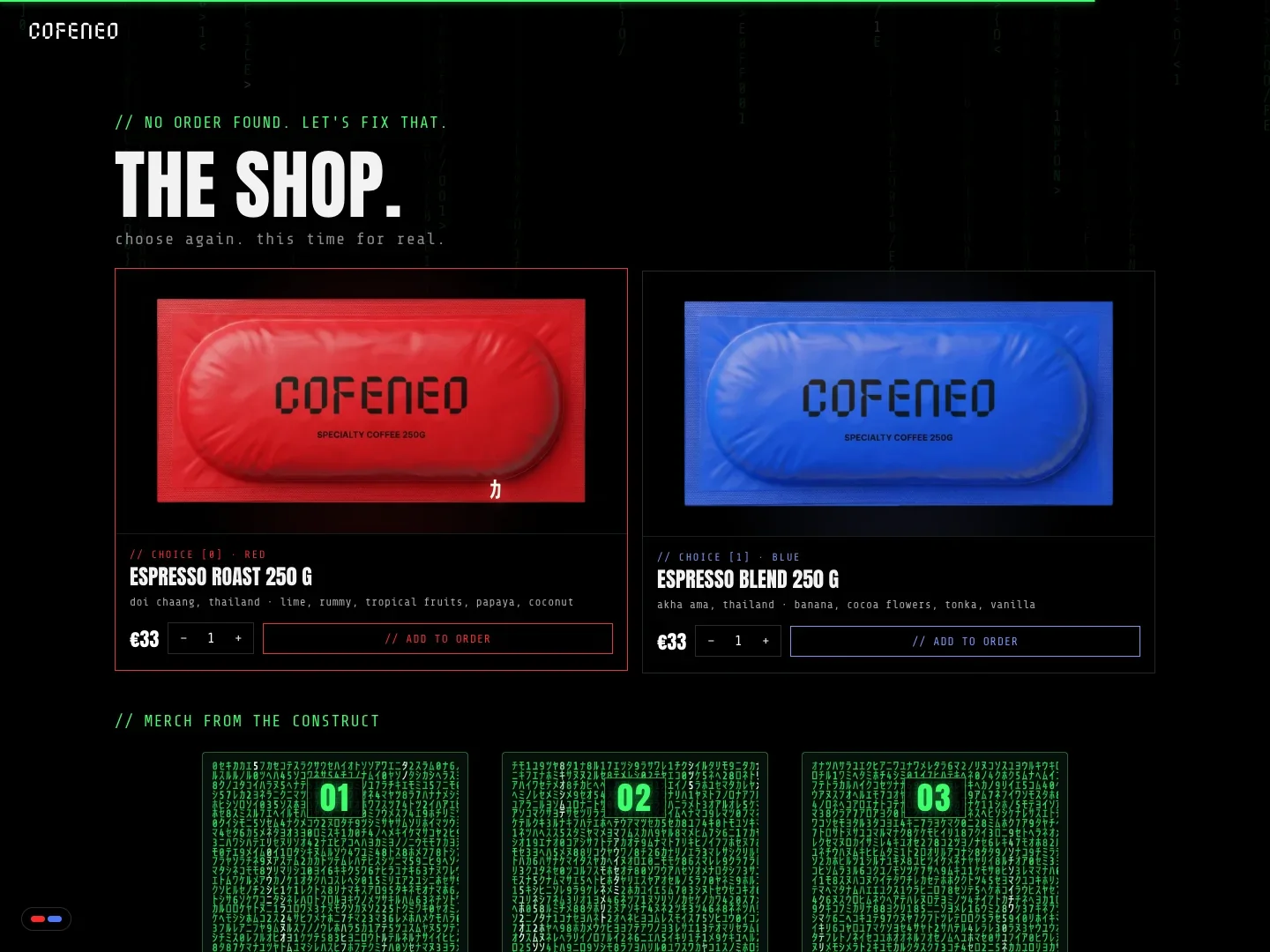 COFENEO Site-ul: o călătorie pe scroll · Alkeme Design