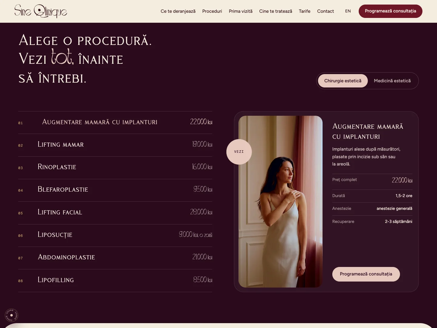Sine Qlinique Site-ul: prima pagină · Alkeme Design