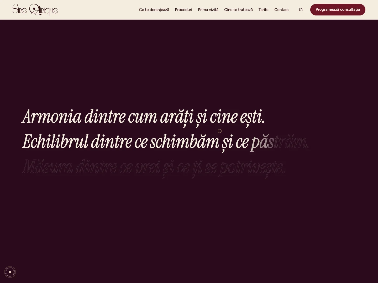 Sine Qlinique Site-ul: prima pagină · Alkeme Design